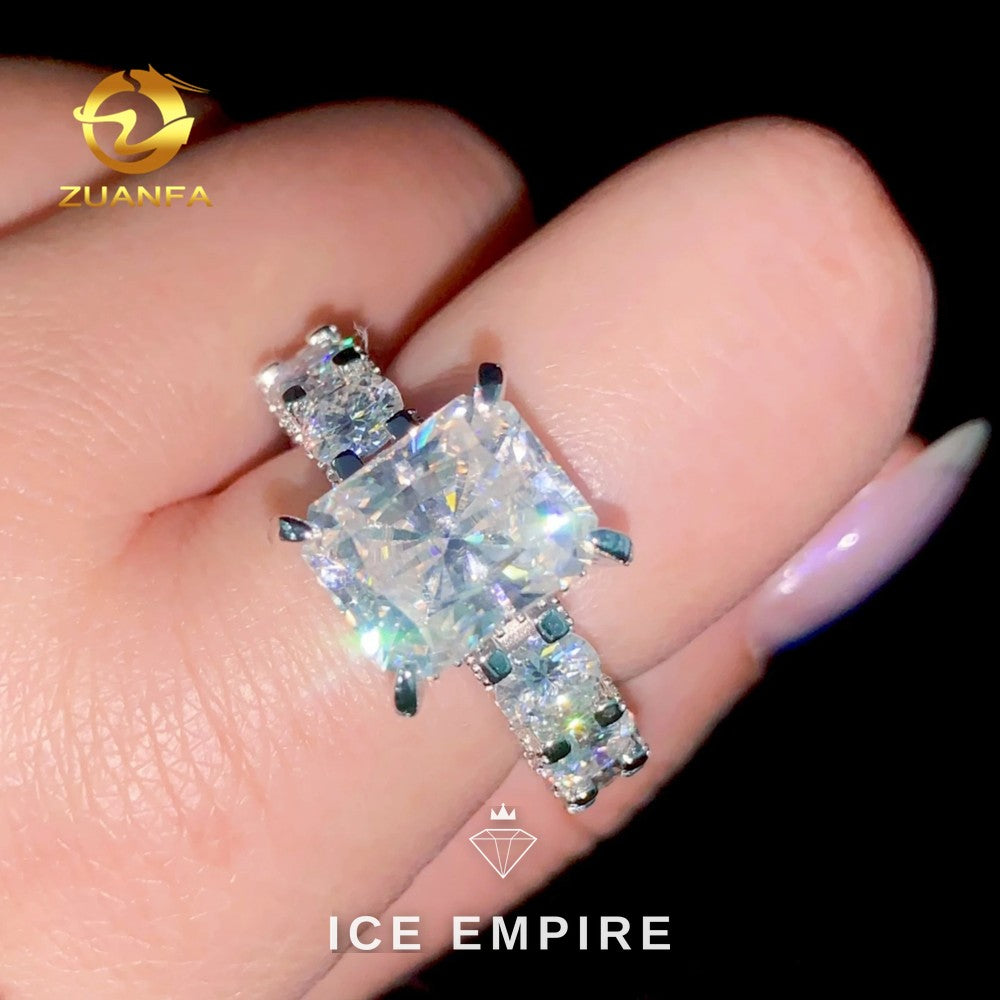 Iced Out 925 Silver Moissanite Wedding Band