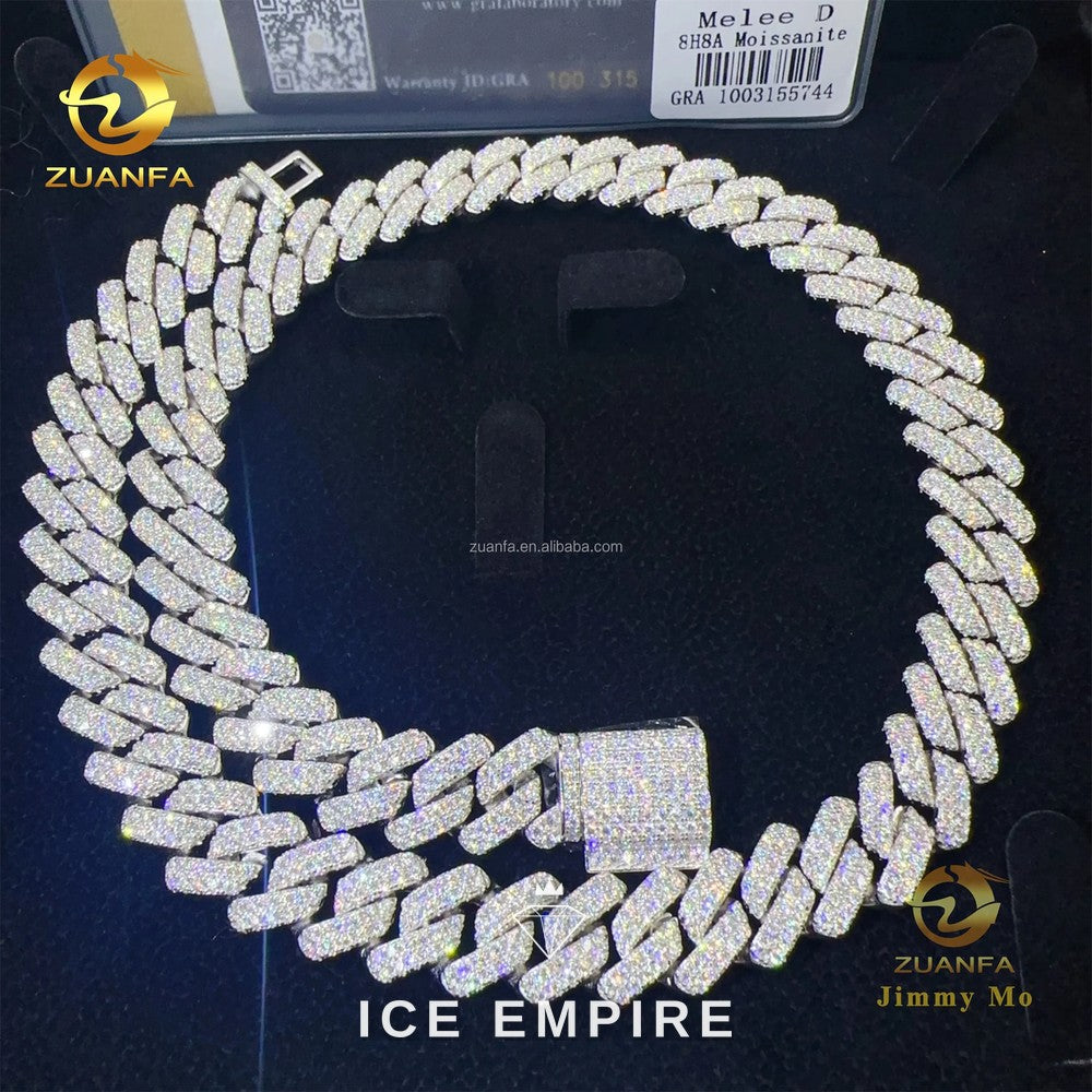 Iced Out 925 Silver Moissanite Cuban Chain