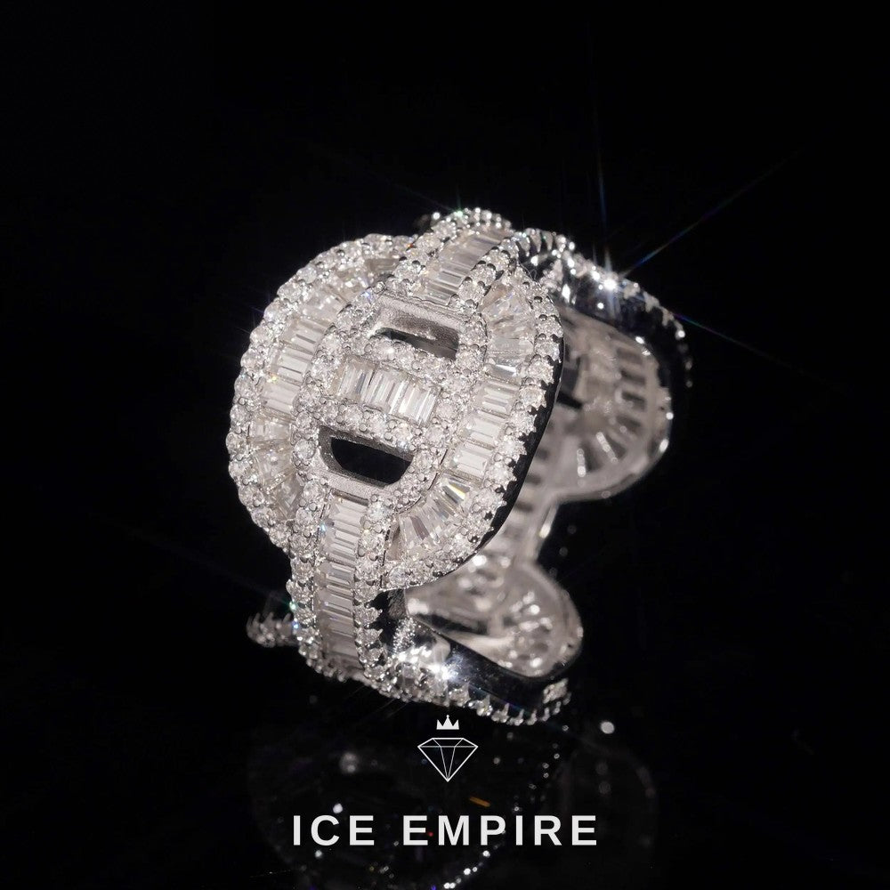 Iced Out Baguette 925 Silver Moissanite Ring