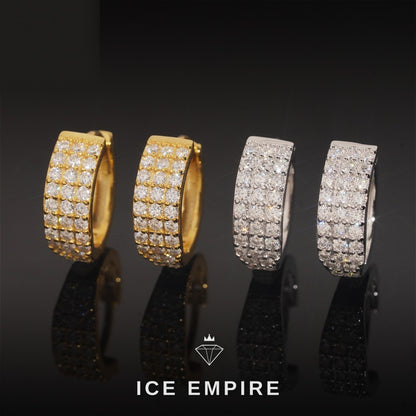 Iced Out 925 Silver Moissanite Hoop Earrings