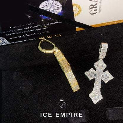 Iced Out Baguette Rose Gold Plated Moissanite Pendant