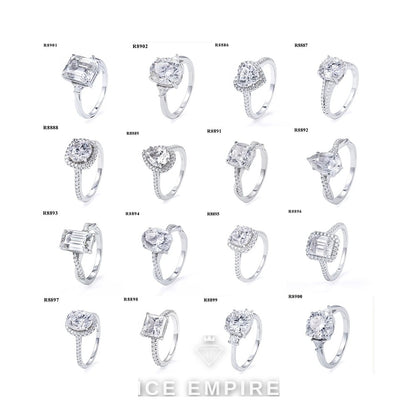 Iced Out 925 Silver Moissanite Engagement Ring