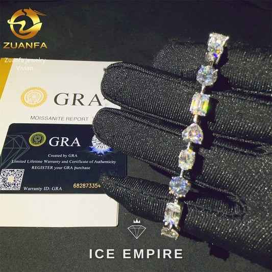 Iced Out 925 Silver Moissanite Tennis Chain