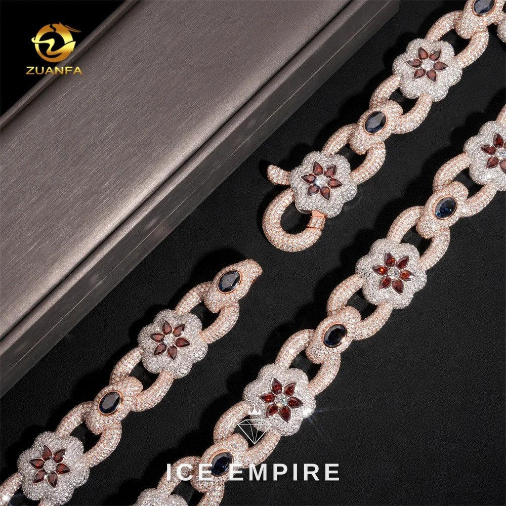 Iced Out Rose Gold Plated Moissanite Cuban Chain