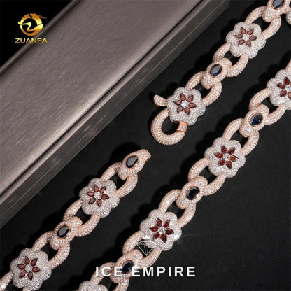 Iced Out Rose Gold Plated Moissanite Cuban Chain