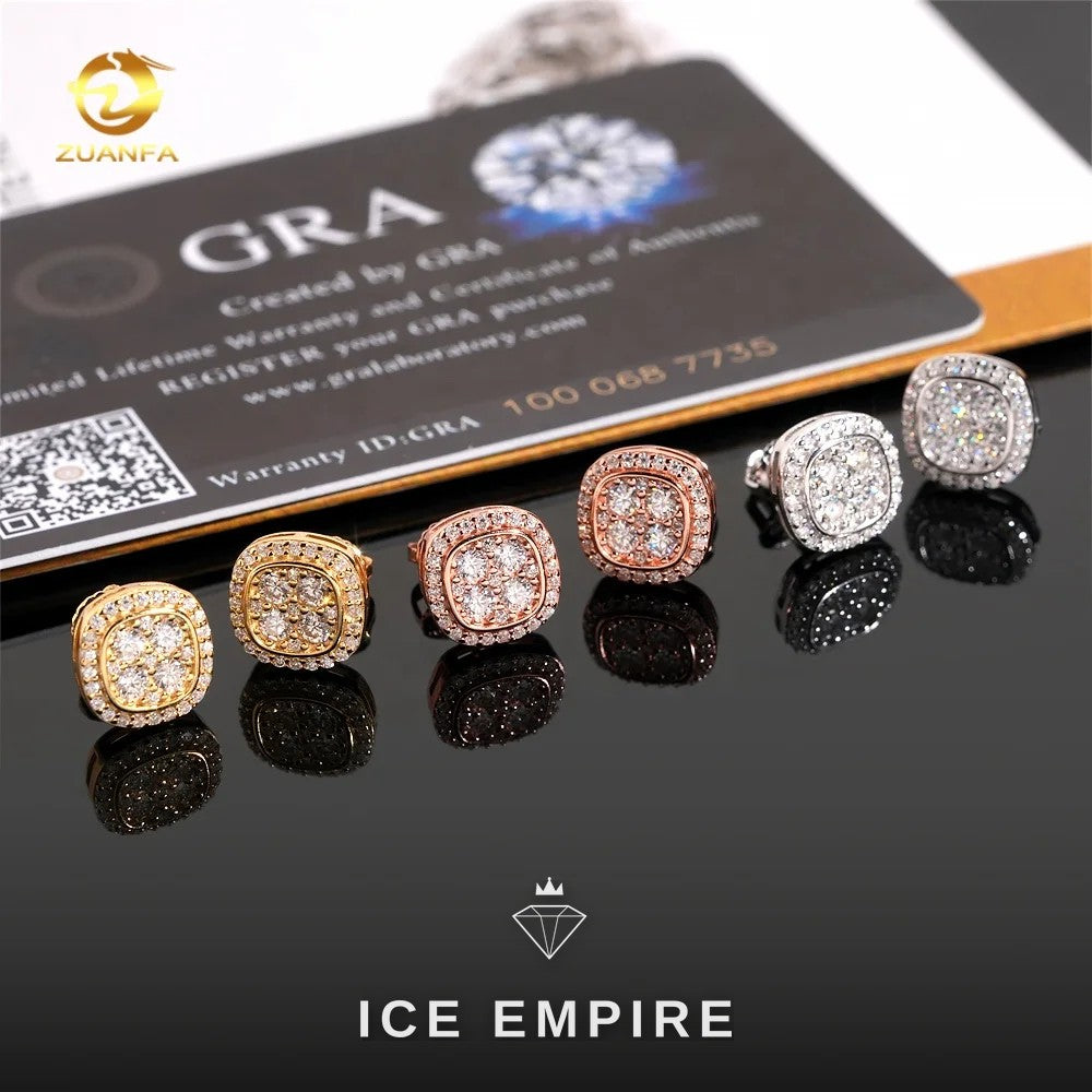 Iced Out 925 Silver Moissanite Earrings