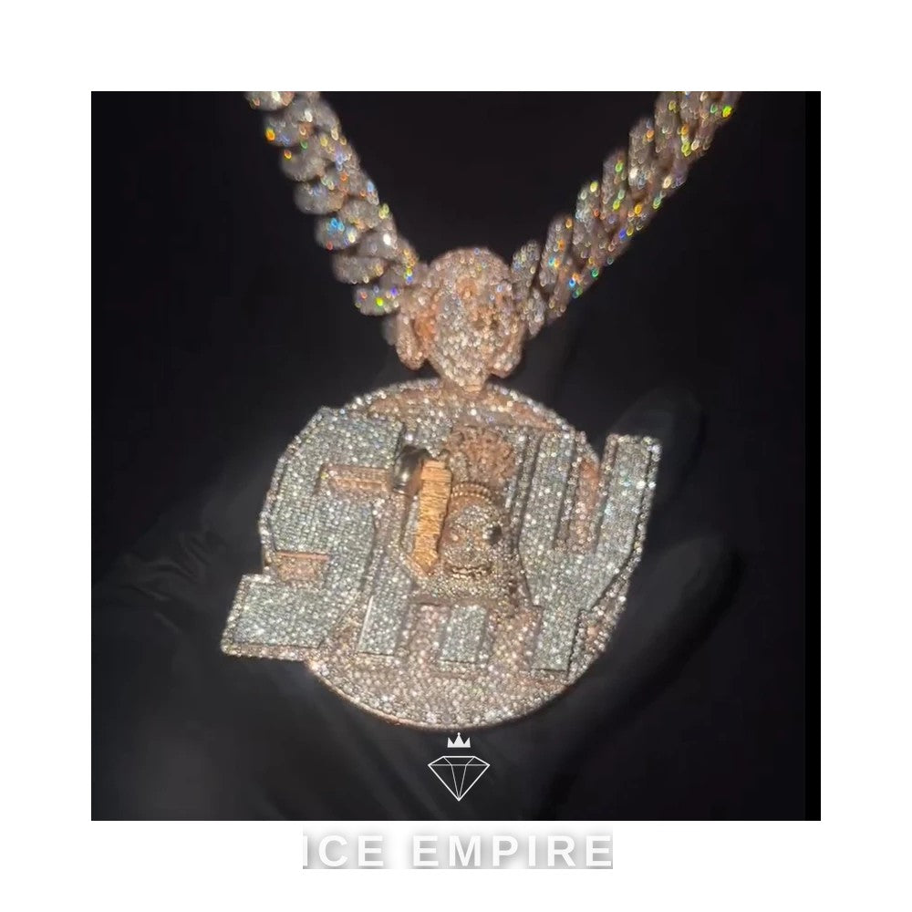 Iced Out Rose Gold Plated Moissanite Pendant