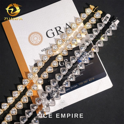 Iced Out Heart Rose Gold Plated Moissanite Cuban Chain