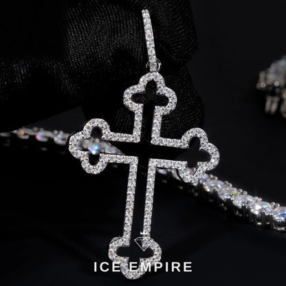 Iced Out Cross 925 Silver Pendant
