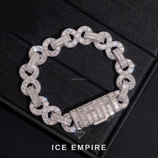 Iced Out Baguette Rose Gold Moissanite Cuban Chain