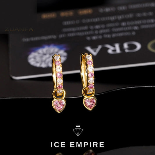Iced Out Heart Rose Gold Plated Moissanite Hoop Earrings