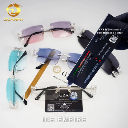 Iced Out 925 Silver Moissanite Glasses