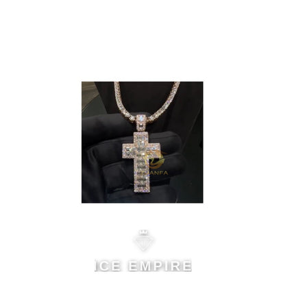 Iced Out Baguette Rose Gold Plated Moissanite Pendant