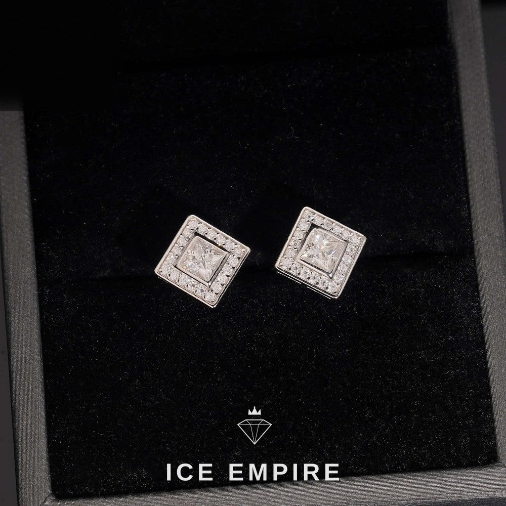 Iced Out 925 Silver Moissanite Stud Earrings