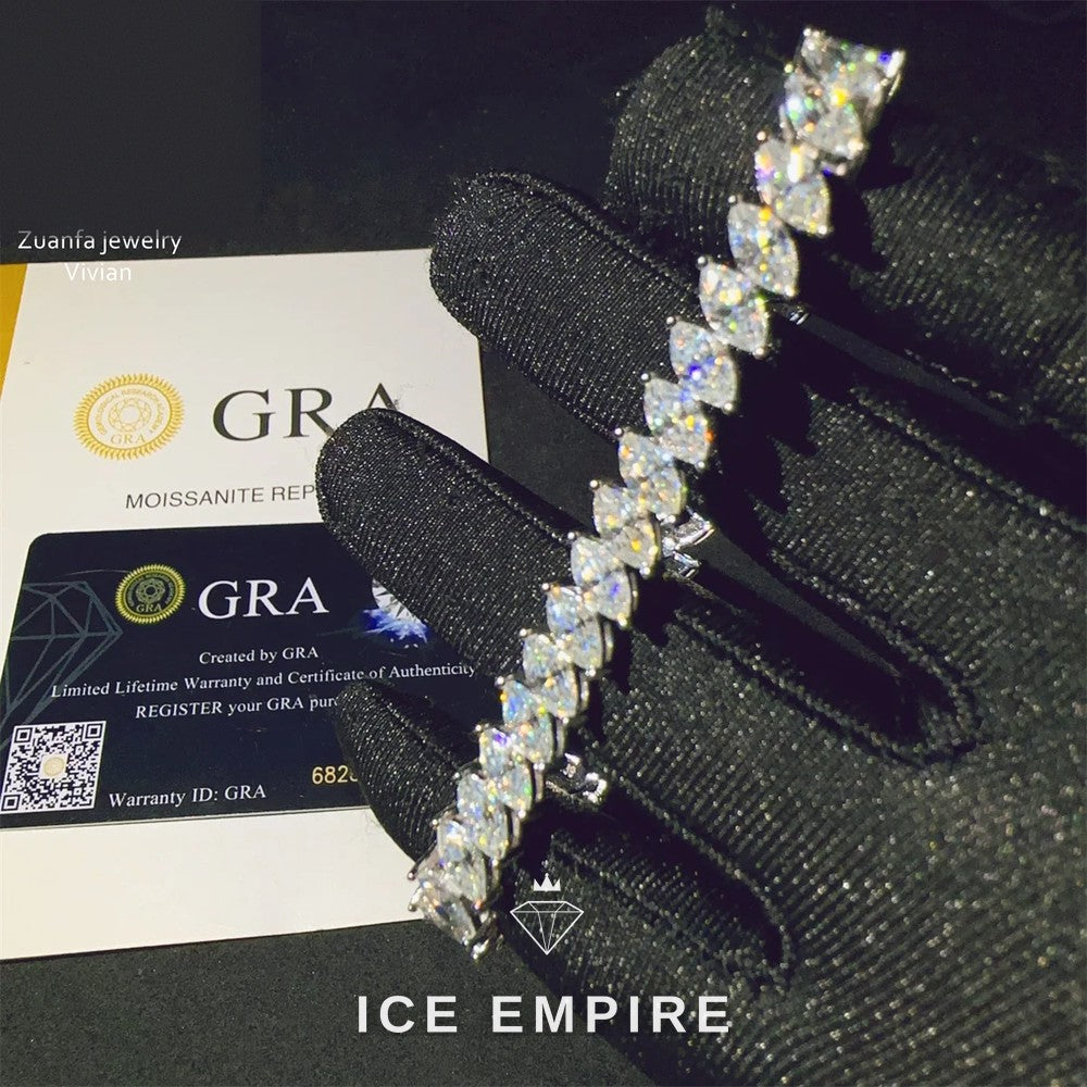 Iced Out 925 Silver Moissanite Tennis Chain