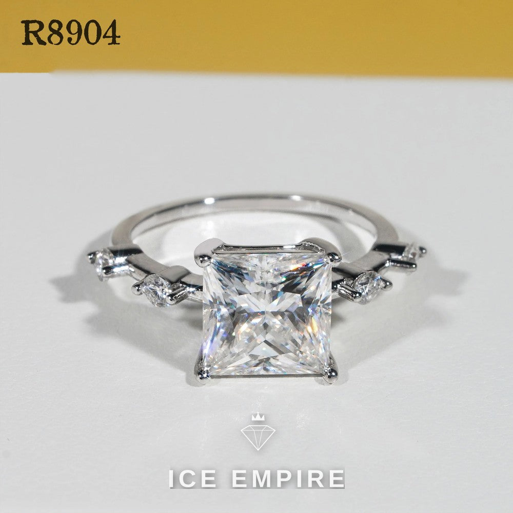 Iced Out 925 Silver Moissanite Engagement Ring