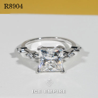 Iced Out 925 Silver Moissanite Engagement Ring