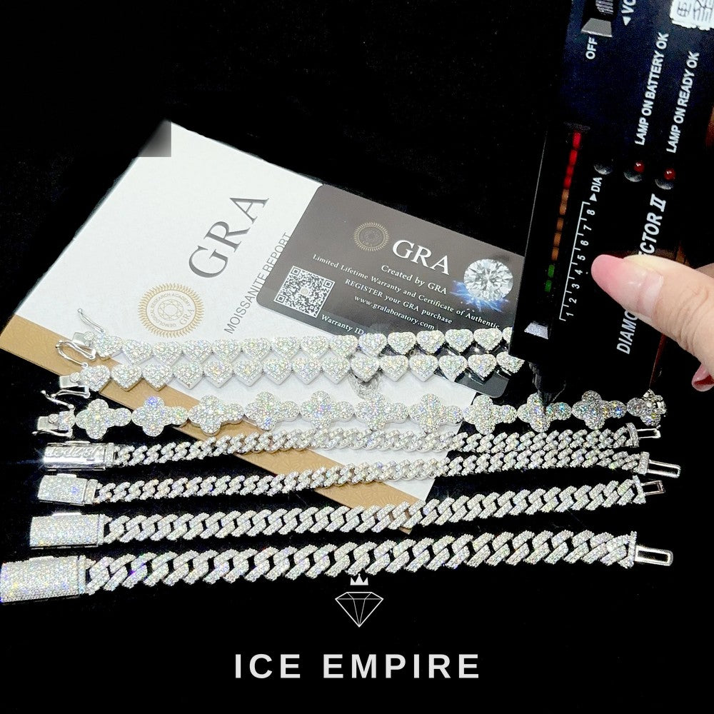 Iced Out Heart Rose Gold Plated Moissanite Cuban Chain