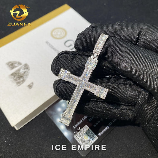 Iced Out Baguette Rose Gold Plated Moissanite Pendant