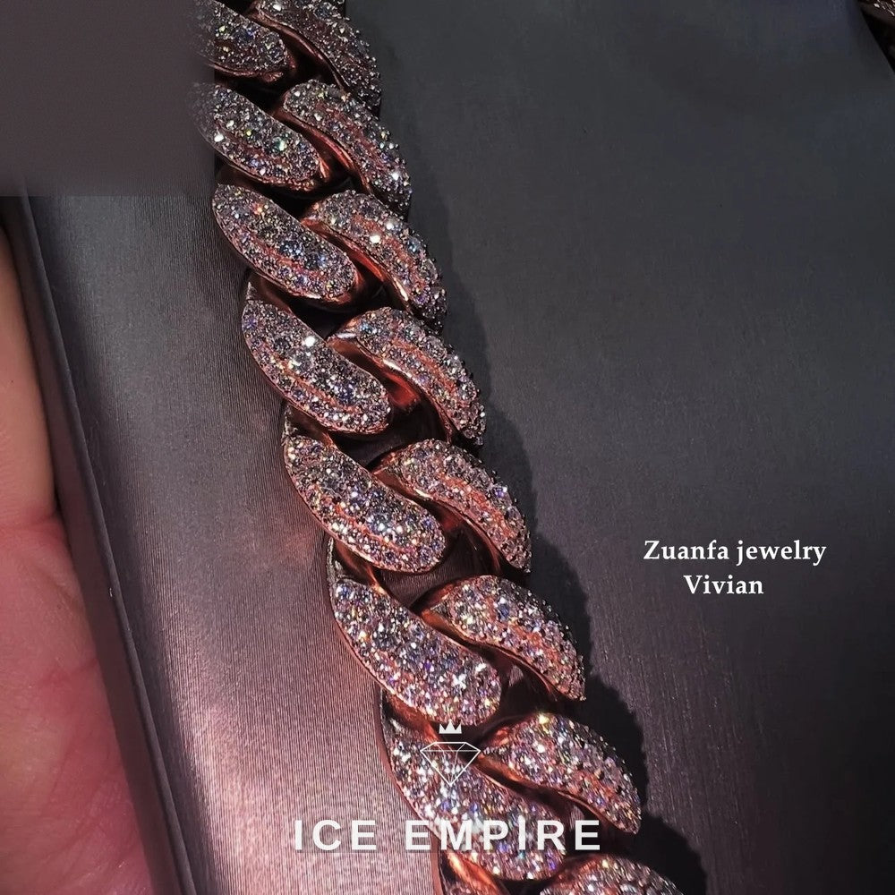 Iced Out Rose Gold Plated Moissanite Cuban Chain