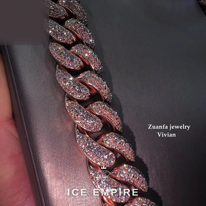 Iced Out Rose Gold Plated Moissanite Cuban Chain
