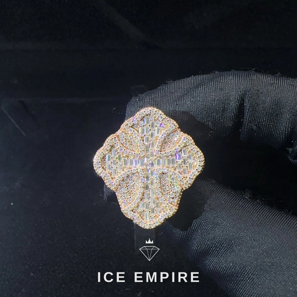 Iced Out Cross 925 Silver Moissanite Ring