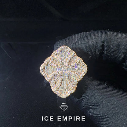 Iced Out Cross 925 Silver Moissanite Ring
