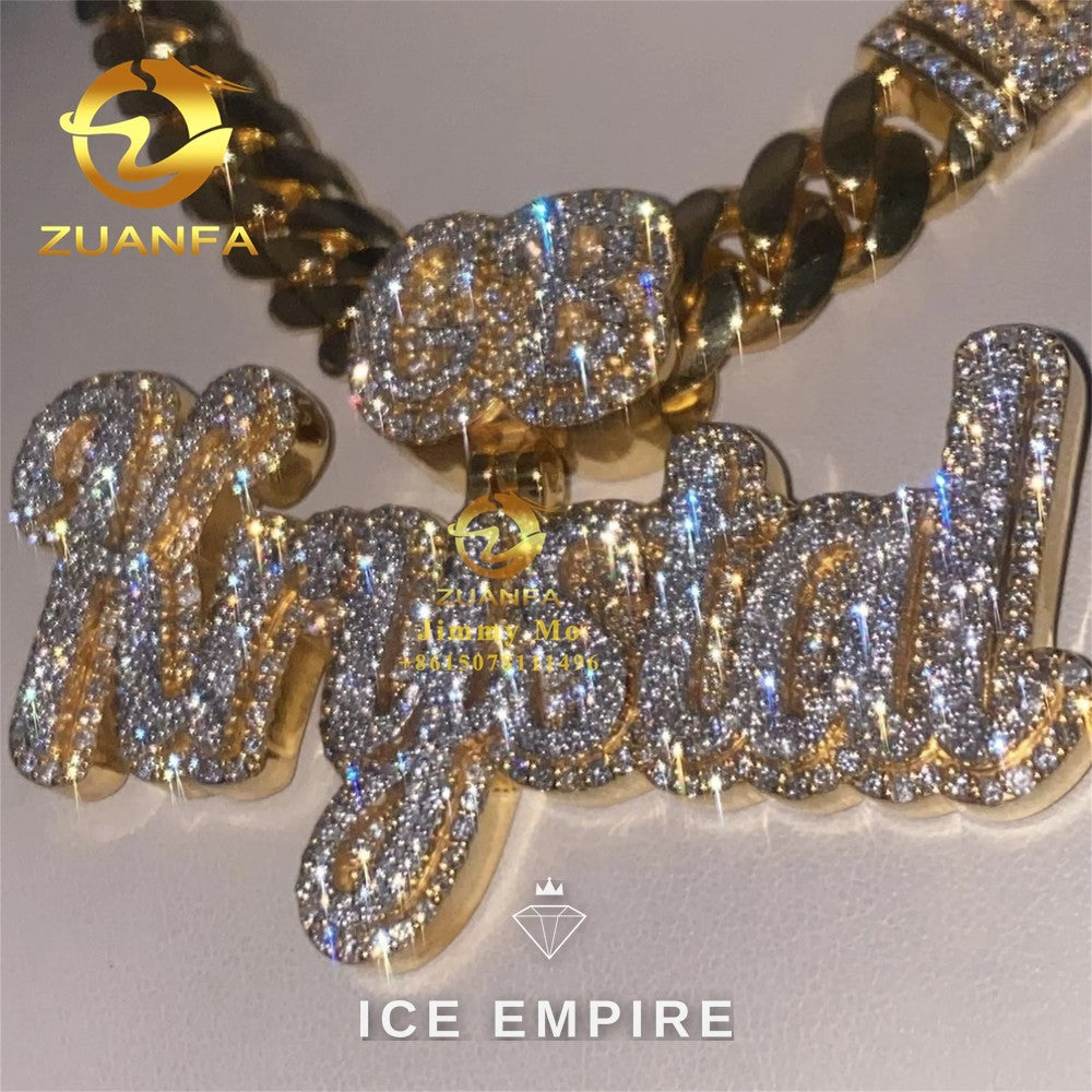 Iced Out Baguette 925 Silver Moissanite Pendant