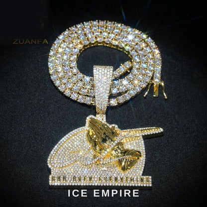 Iced Out Baguette 18K Gold Moissanite Pendant