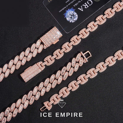 Iced Out Rose Gold Plated Moissanite Cuban Chain