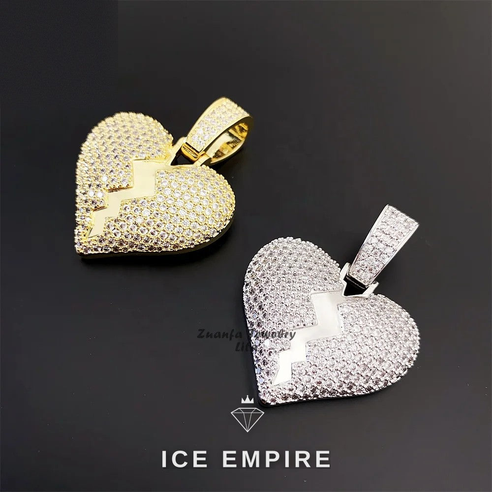 Iced Out Heart 925 Silver Moissanite Pendant