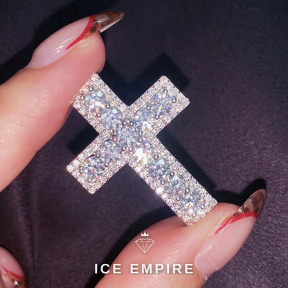 Iced Out Cross 925 Silver Moissanite Pendant