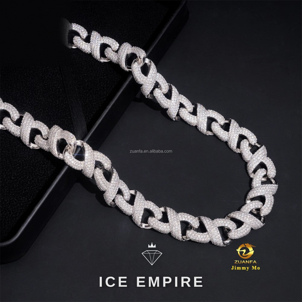 Iced Out 925 Silver Moissanite Cuban Chain