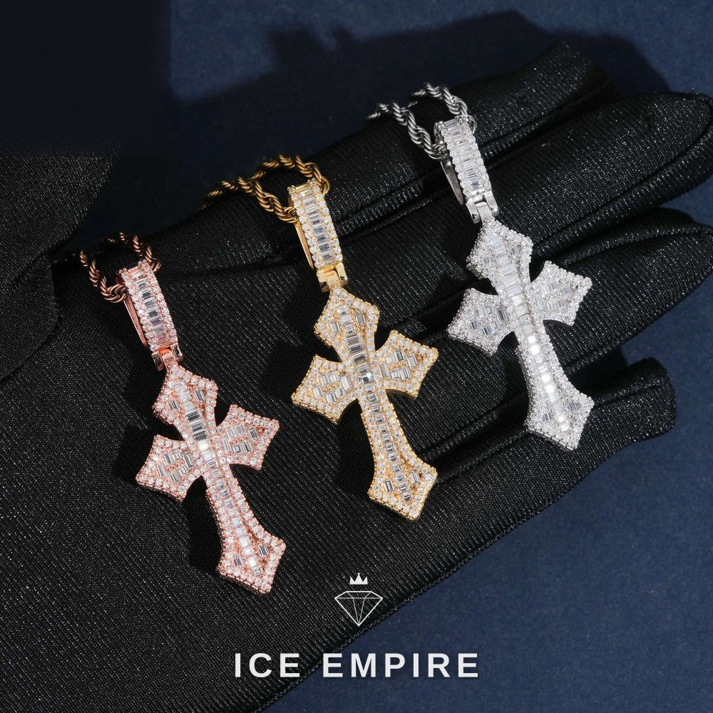 Iced Out Baguette Gold Plated Moissanite Pendant