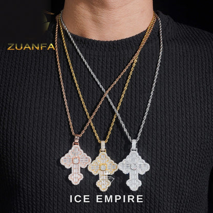 Iced Out Baguette Rose Gold Plated Moissanite Pendant