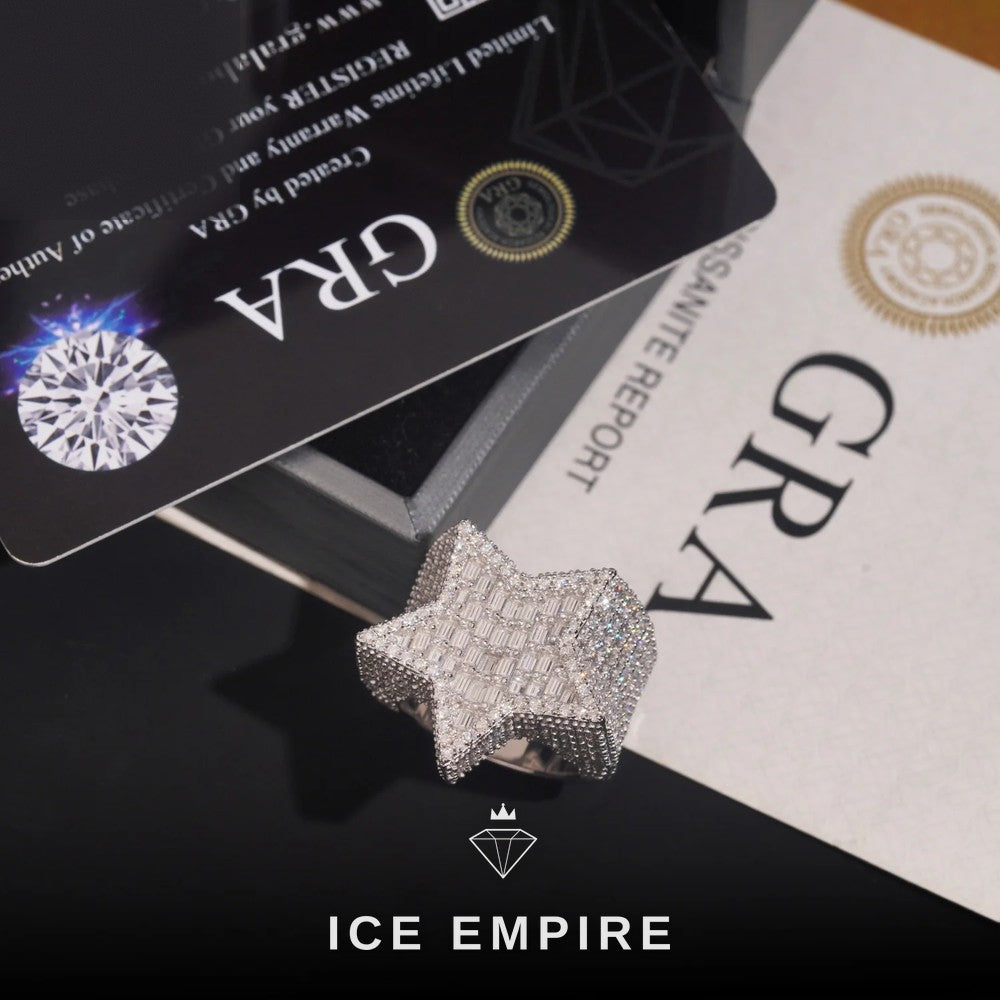 Iced Out Baguette Rose Gold Plated Moissanite Ring