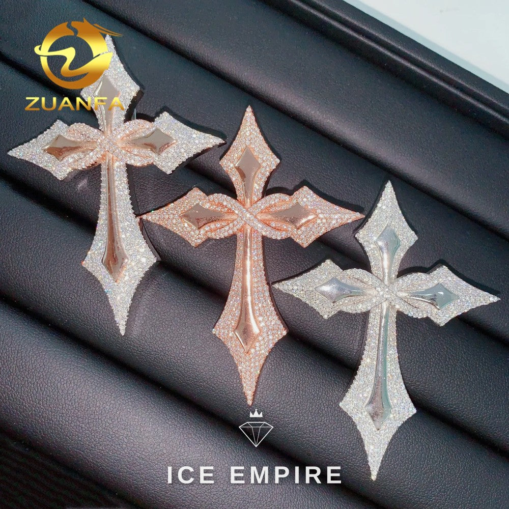 Iced Out Cross 925 Silver Moissanite Pendant