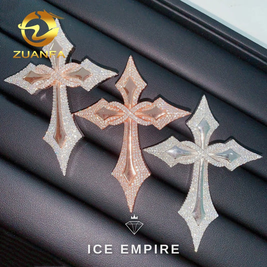 Iced Out Cross 925 Silver Moissanite Pendant