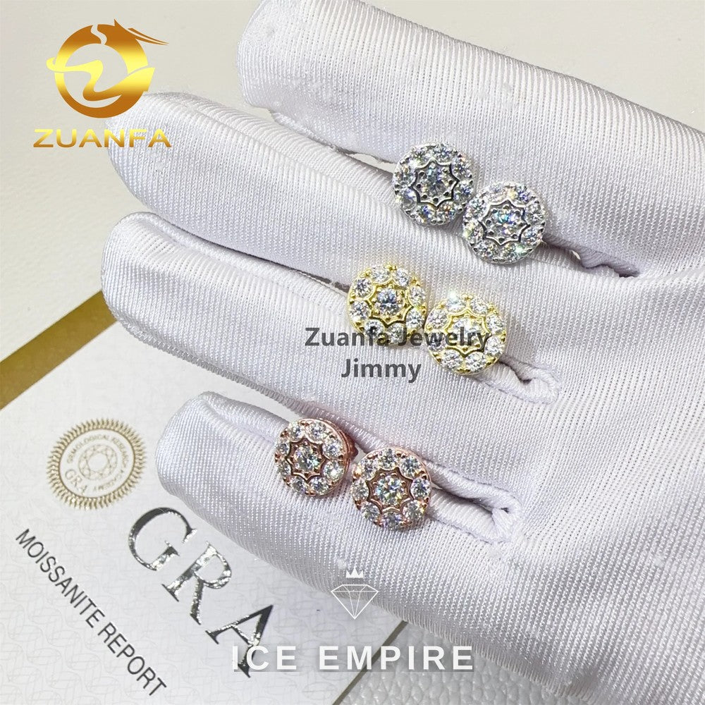 Iced Out 925 Silver Moissanite Stud Earrings