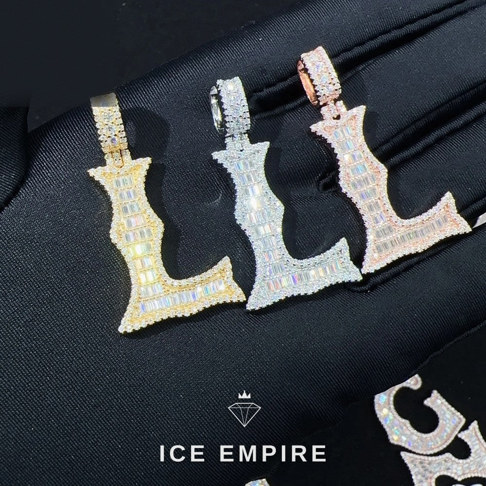 Iced Out Baguette Rose Gold Plated Moissanite Pendant