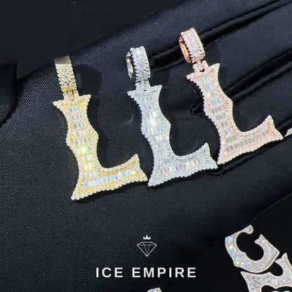 Iced Out Baguette Rose Gold Plated Moissanite Pendant