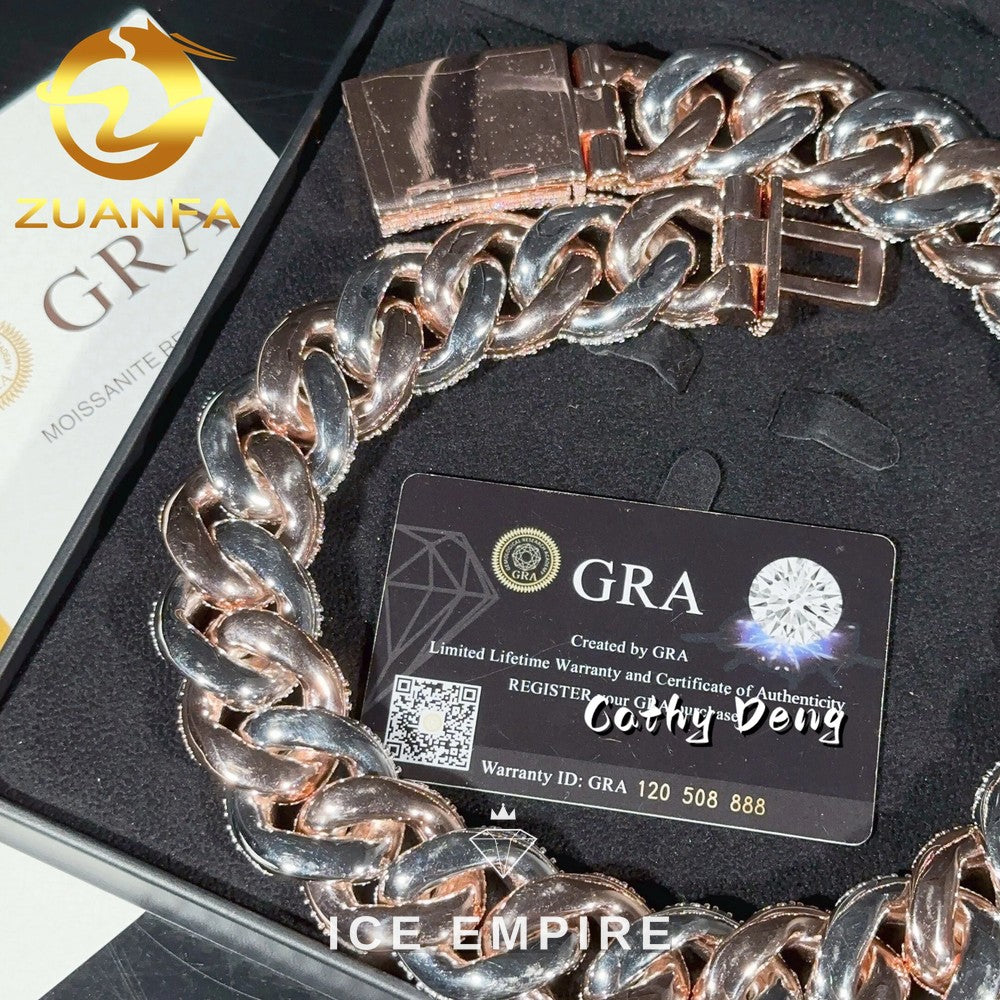 Iced Out Rose Gold Plated Moissanite Cuban Chain