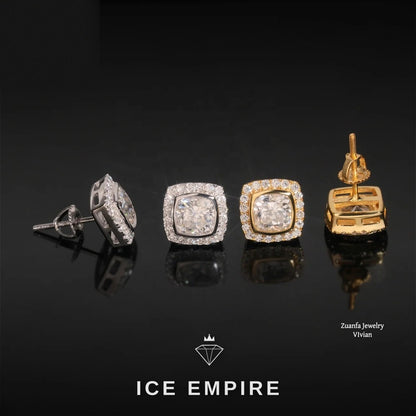 Iced Out 925 Silver Moissanite Stud Earrings