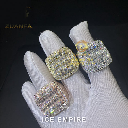 Iced Out Baguette 925 Silver Moissanite Ring