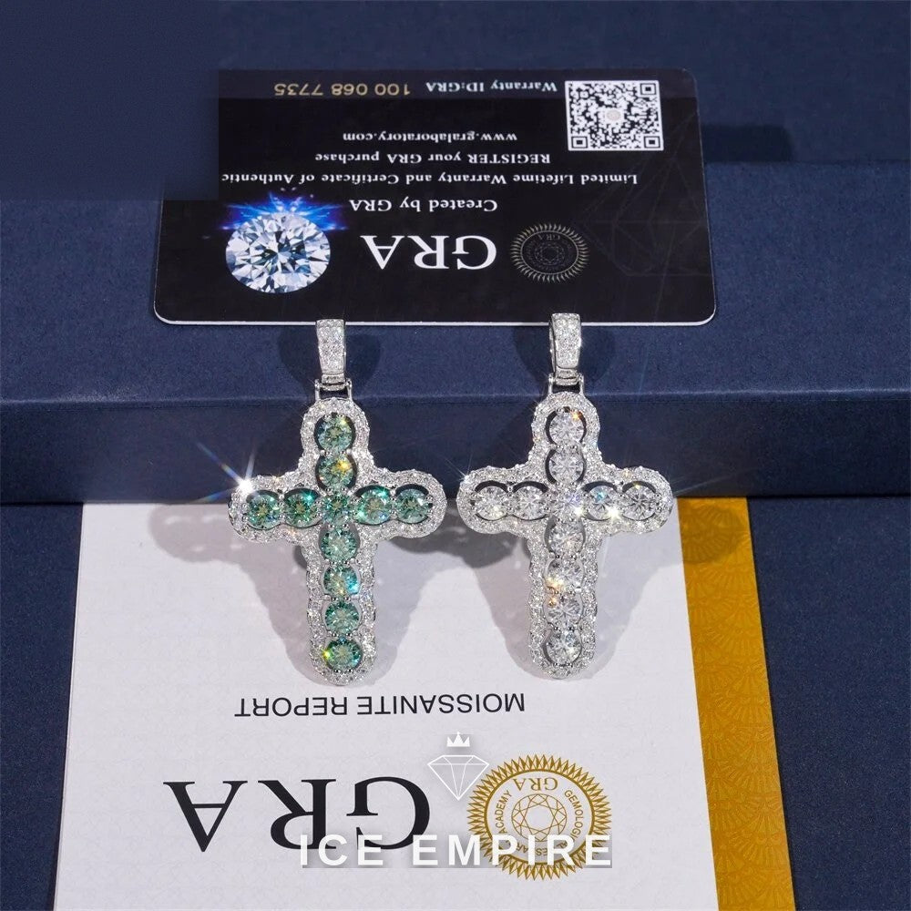 Iced Out Cross 925 Silver Moissanite Pendant