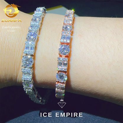 Iced Out 925 Silver Moissanite Tennis Chain