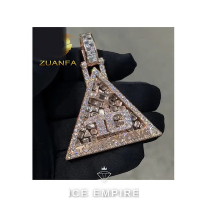 Iced Out Baguette Rose Gold Plated Moissanite Cuban Chain
