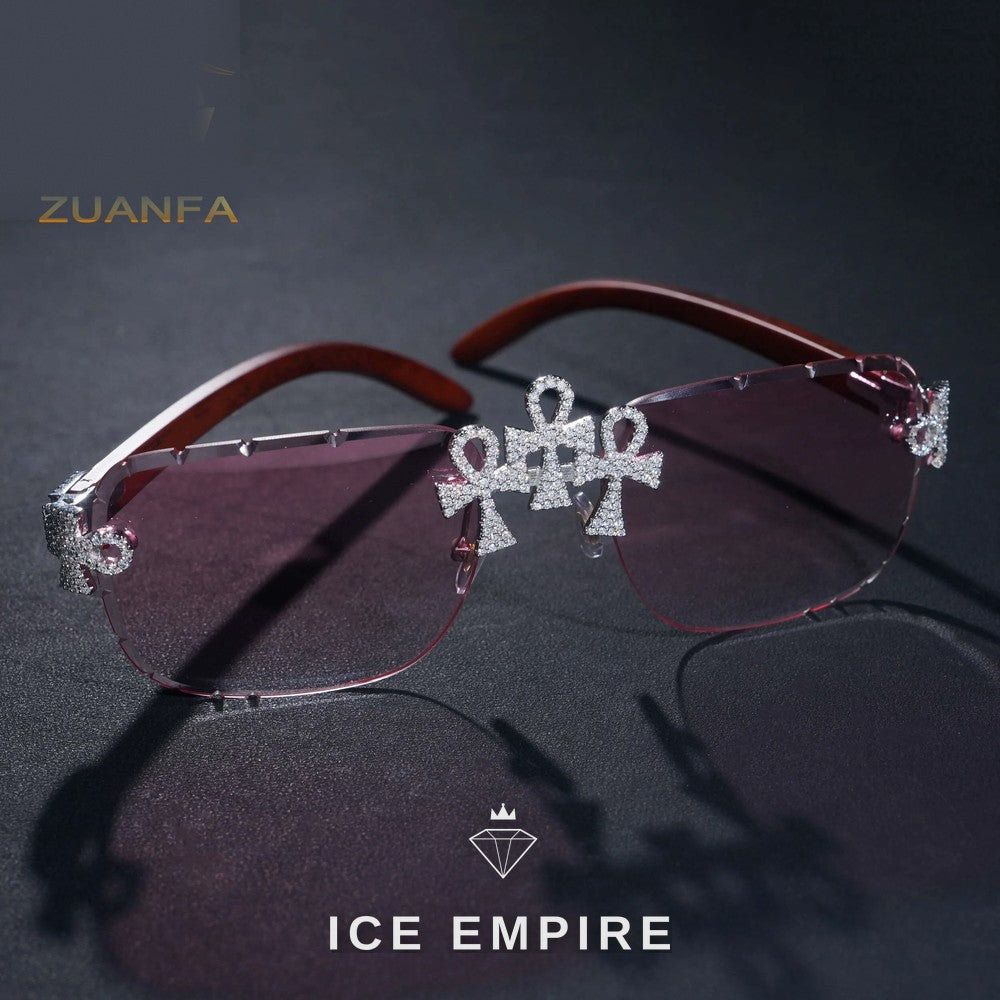 Iced Out Cross 925 Silver Glasses