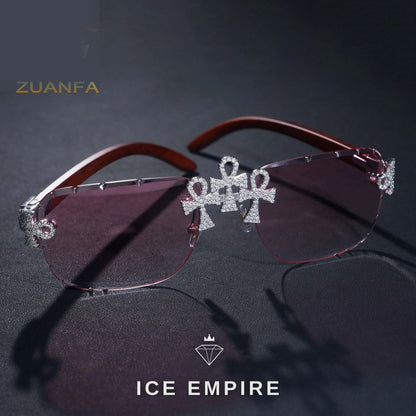 Iced Out Cross 925 Silver Glasses