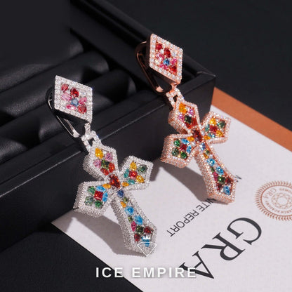 Iced Out Cross 925 Silver Pendant